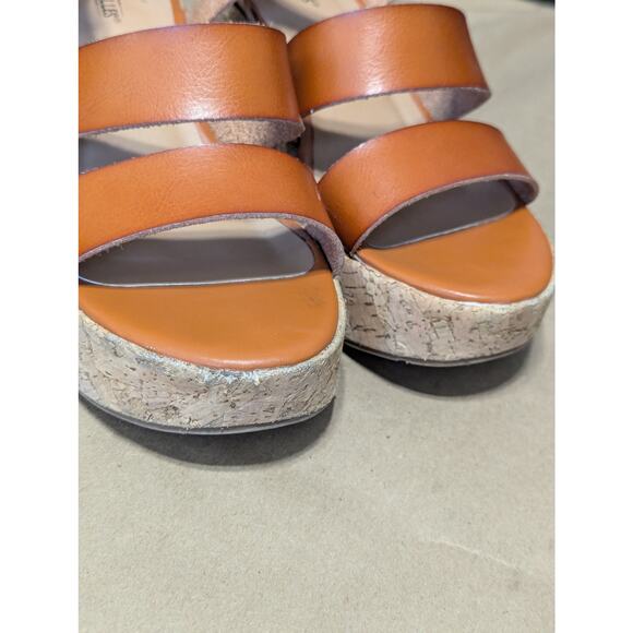Seychelles Wendy Strappy Cork Platform Sandals Leather Brown Womens 8 Anthro - Picture 7 of 8